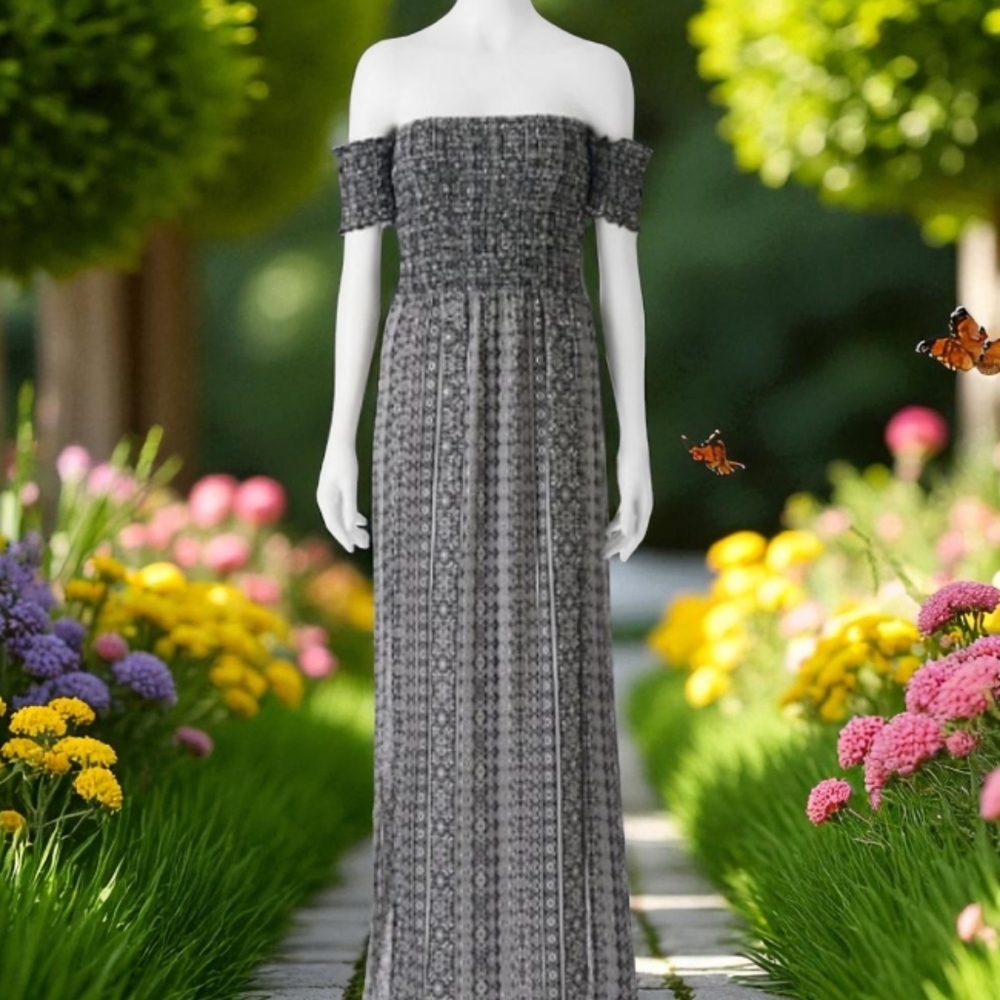 Trixxi Black and White Boho Maxi Dress